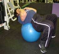 Low pulley Swiss ball crunches 1